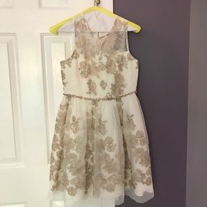White & Gold Girls Dress